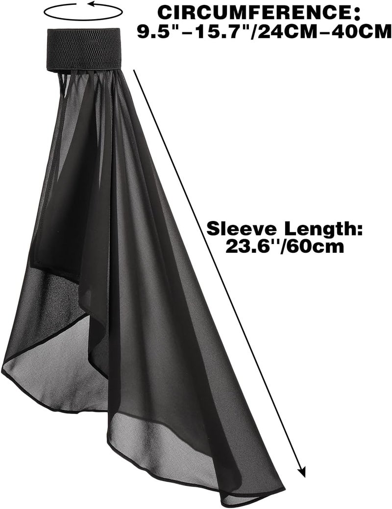 Procos Women's Victorian Long Tulle Gloves Gothic Black Lace Chiffon Detachable Sleeves Vampire Witch Cosplay Costume - Image 3